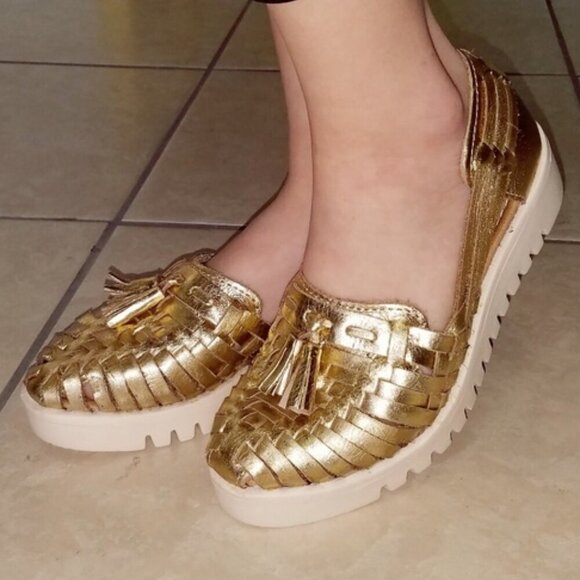 Made in Mexico Women's Gold Leather Huaraches Size 9 - Picture 7 of 7